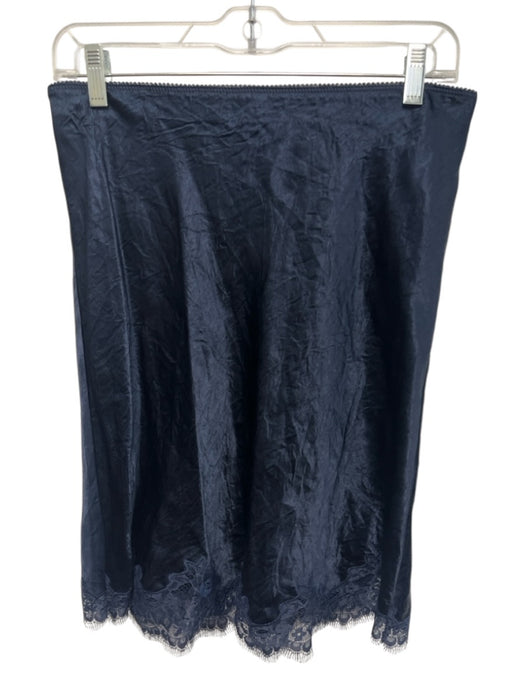 J. Crew Size XS Navy Blue Acetate Elastic Waistband Satin Lace Trim Mini Skirt Navy Blue / XS