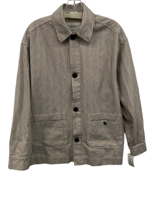 Carhartt Work In Progress Size S Black & White Cotton Striped Collared Jacket Black & White / S