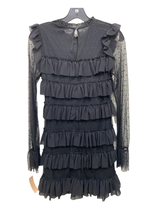 Rebecca Minkoff Size 0 Black Polyester Lace Accents Poka Dot Ruffles Dress Black / 0