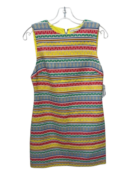 Alice + Olivia Size 4 Multicolor Cotton & Nylon Sleeveless Back Zip A line Dress Multicolor / 4