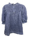 Sea New York Size 6 Blue Ramie Short Balloon Sleeve Shirred Top Button Back Top Blue / 6