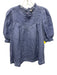 Sea New York Size 6 Blue Ramie Short Balloon Sleeve Shirred Top Button Back Top Blue / 6