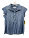Frame Size M Chambray Cotton Short flutter sleeve 1/4 Button Collar Top Chambray / M