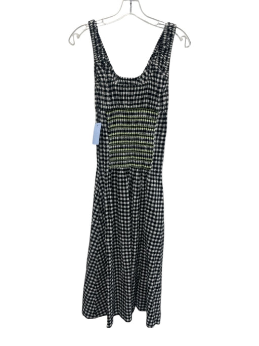 Toit Volant Size M/L Black, White, Neon Green Cotton Gingham Cut Out Midi Dress Black, White, Neon Green / M/L
