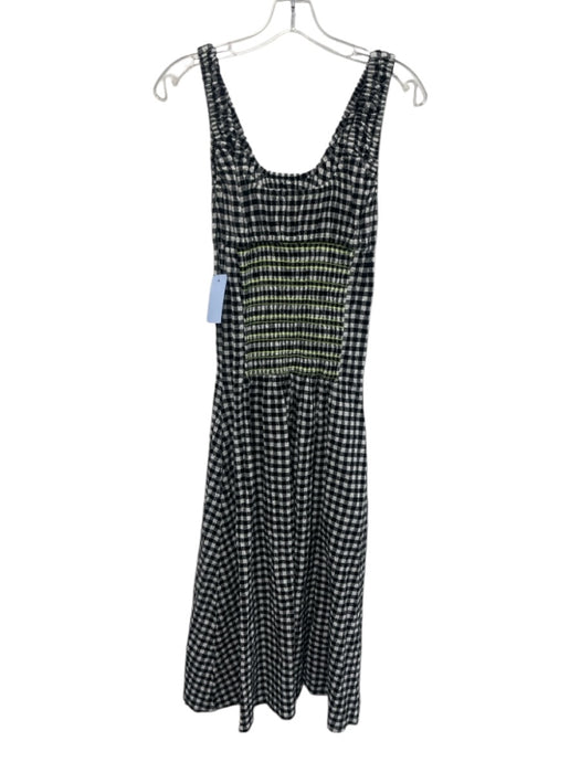 Toit Volant Size M/L Black, White, Neon Green Cotton Gingham Cut Out Midi Dress Black, White, Neon Green / M/L