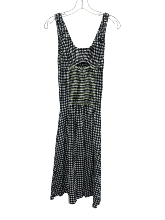 Toit Volant Size M/L Black, White, Neon Green Cotton Gingham Cut Out Midi Dress Black, White, Neon Green / M/L