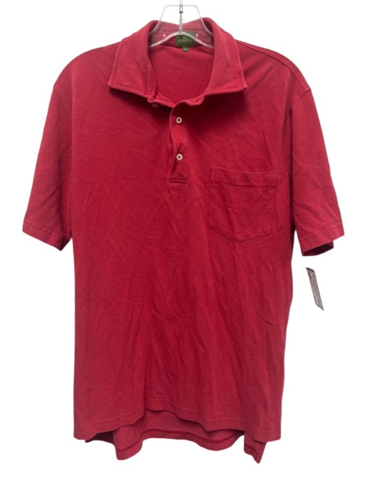 Sid Mashburn Size L Red Cotton Solid Polo Men's Short Sleeve Red / L