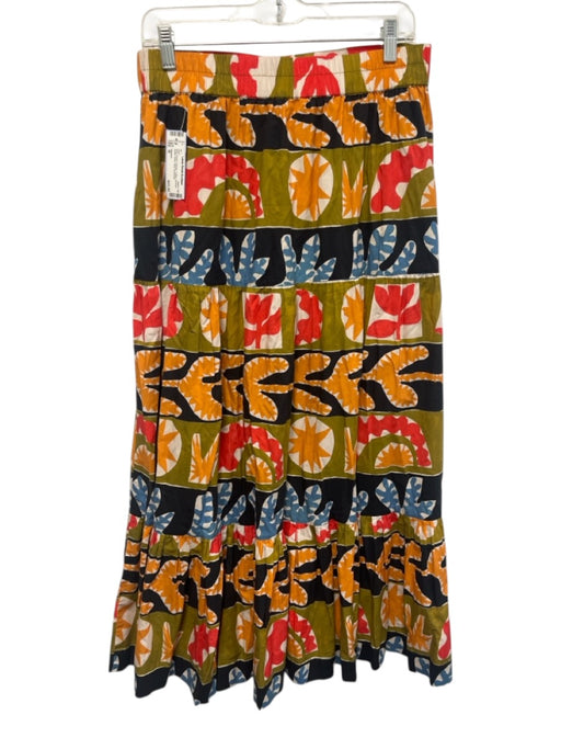 Oliphant Size M Red, Green, Orange Cotton Abstract Button Down Midi Skirt Red, Green, Orange / M