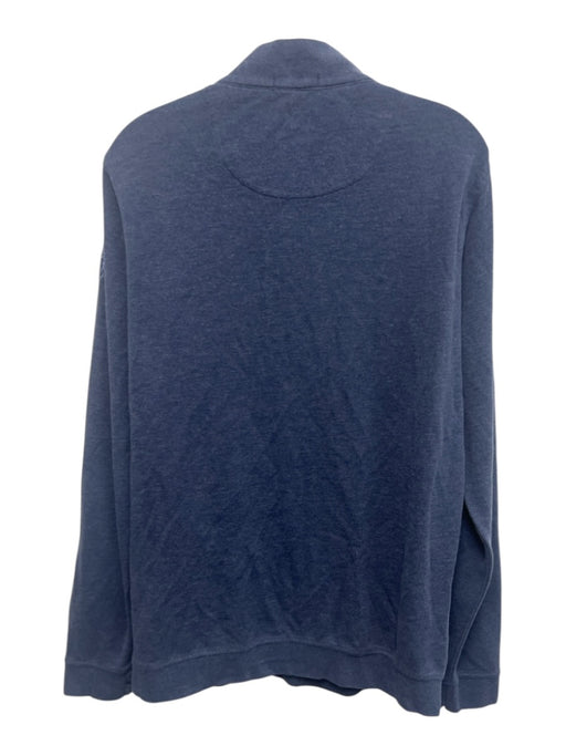 Peter Millar Size L Blue Cotton Solid Quarter Zip Sweatshirt Long Sleeve Shirt Blue / L