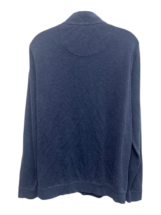 Peter Millar Size L Blue Cotton Solid Quarter Zip Sweatshirt Long Sleeve Shirt Blue / L