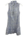 Ephemera Size 2 Light blue & white Linen Wavy Stripes high neck Dress Light blue & white / 2