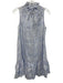 Ephemera Size 2 Light blue & white Linen Wavy Stripes high neck Dress Light blue & white / 2
