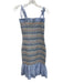 Azulu Size S Blue, Orange, Yellow Polyester Blend Shirred Embroidered Dress Blue, Orange, Yellow / S