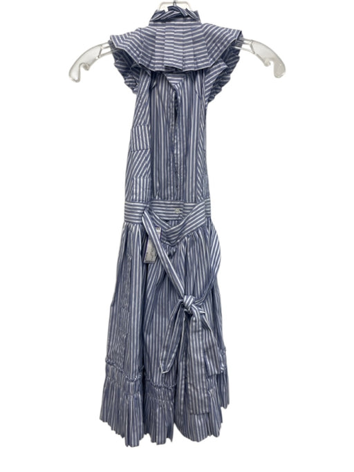 Alexis Size XS Blue & White Cotton Ruffle Stripe Halter Mini Dress Blue & White / XS