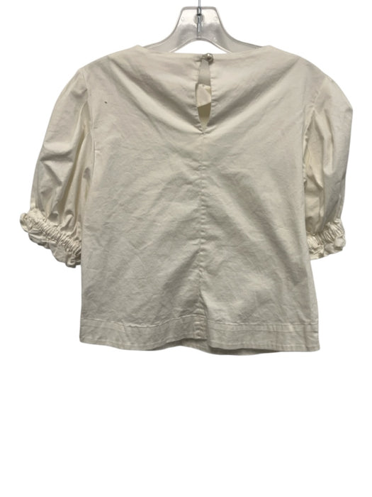 Buru Size XS Cream White Keyhole Back Short Puff Sleeve Top Cream White / XS