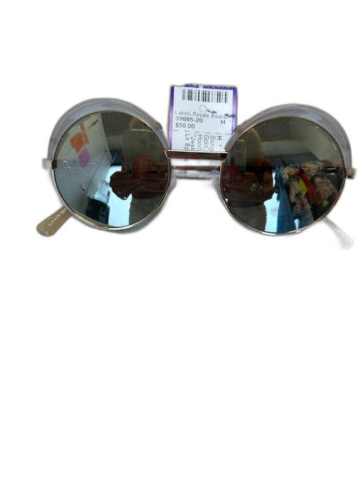 Le Specs Luxe Gold Metal Mirror Lens Round Acrylic Hood Nose Guard Sunglasses Gold