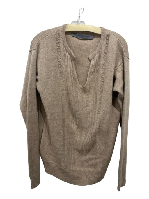 Raquel Allegra Size 1/S Beige Cashmere Distressed Long Sleeve Sweater Beige / 1/S