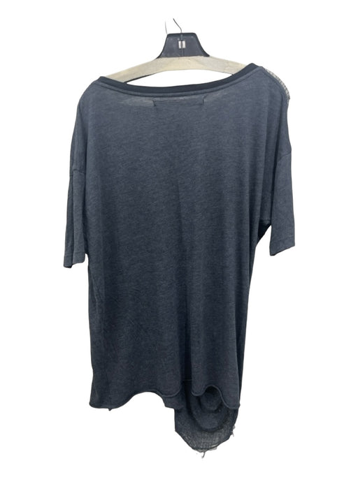 Raquel Allegra Size 2/M Gray Cotton Blend Wide V Neck Drop Shoulder Top Gray / 2/M