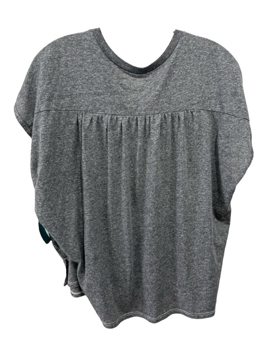 The Great Size 1/S Gray Cotton Button Front Cap Sleeve Heathered Boxy Fit Top Gray / 1/S