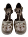 Colleen Cordero Shoe Size 8 Brown & Silver Leather Embroidered T Strap Pumps Brown & Silver / 8