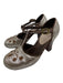 Colleen Cordero Shoe Size 8 Brown & Silver Leather Embroidered T Strap Pumps Brown & Silver / 8