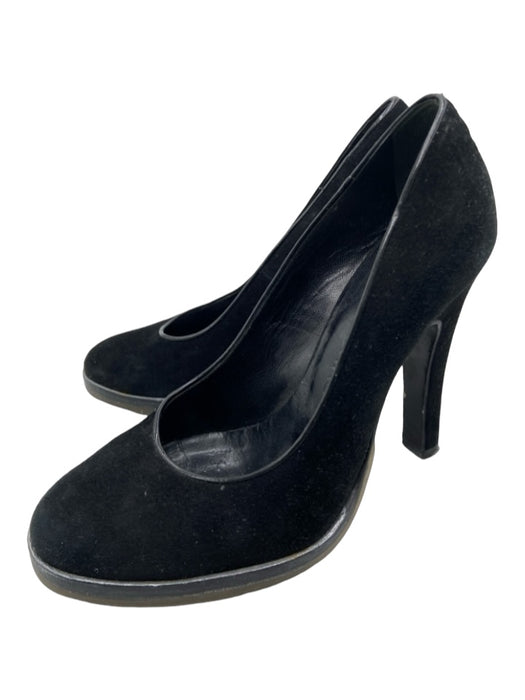 Rochas Shoe Size 37.5 Black Suede Almond Toe Closed Heel Midi Heel Pumps Black / 37.5