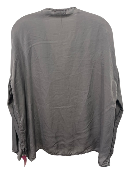 CP Shades Size S Gray Silk V Neck Button Front Long Sleeve Semi Sheer Top Gray / S