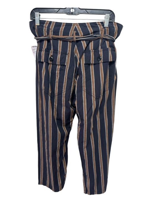 The Great Size 1/S Navy & Beige Cotton Striped Button & Zip Front Sash Inc Pants Navy & Beige / 1/S