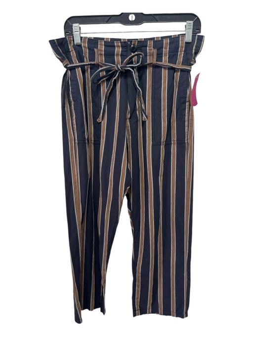 The Great Size 1/S Navy & Beige Cotton Striped Button & Zip Front Sash Inc Pants Navy & Beige / 1/S