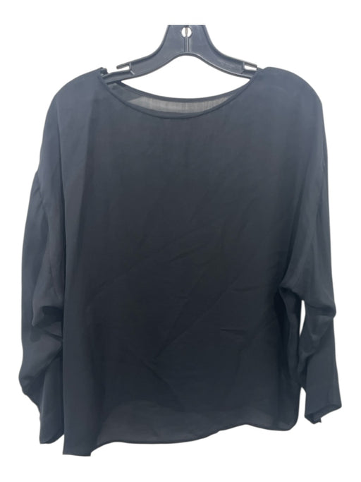 Nili Lotan Size S Black Silk Long Sleeve Sheer Top Black / S