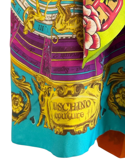 Moschino Couture Size 12 White & Multi Silk Sleeveless All Over Print Romper White & Multi / 12
