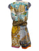 Moschino Couture Size 12 White & Multi Silk Sleeveless All Over Print Romper White & Multi / 12