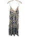 Cami NYC Size S White & Blue Cotton & Silk Floral V Neck Sleeveless Tiered Dress White & Blue / S