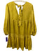 Cleobella Size S Yellow Viscose V Neck Tie Neck 3/4 Puff Sleeve Pleats Dress Yellow / S