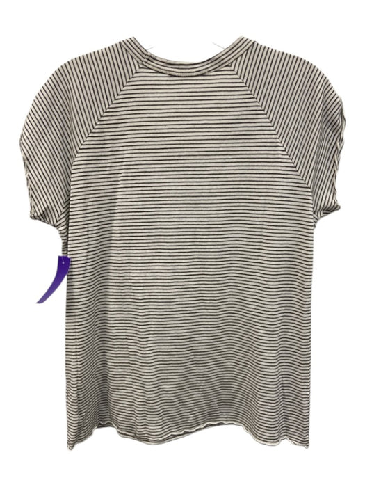 Nili Lotan Size S White & Black Cotton Stripe T Shirt Assymetric Top White & Black / S
