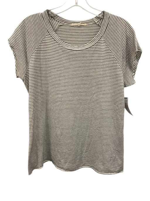 Nili Lotan Size S White & Black Cotton Stripe T Shirt Assymetric Top White & Black / S