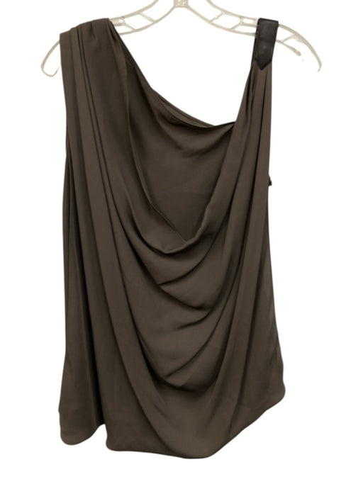 Alexander Wang Size 2 Dark Gray Silk Sleeveless Leather Strap Gathered Top Dark Gray / 2