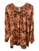 Raquel Allegra Size 0 Red & Black Silk Ruffle Collar Long Sleeve Buttons Top Red & Black / 0