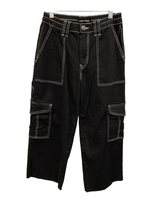 Almost Famous Size M Black & White Cotton Contrast Stitch High Rise Pants Black & White / M