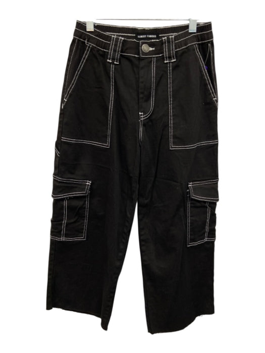 Almost Famous Size M Black & White Cotton Contrast Stitch High Rise Pants Black & White / M