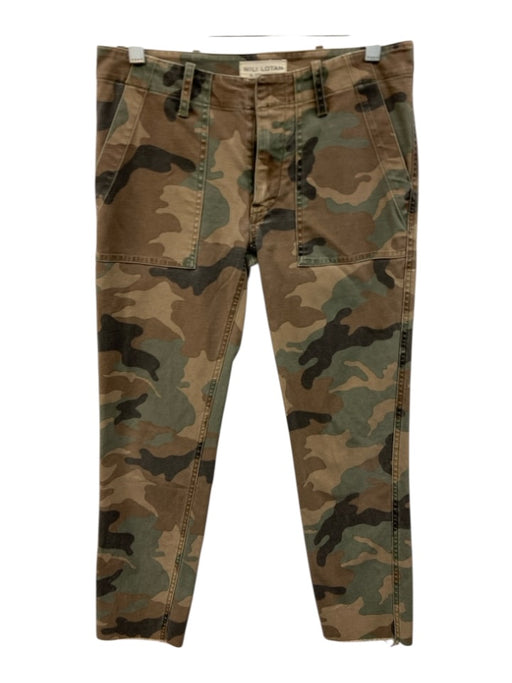 Nili Lotan Size 0 Brown & Green Cotton Camoflage Zip Fly Slim Straight Pants Brown & Green / 0
