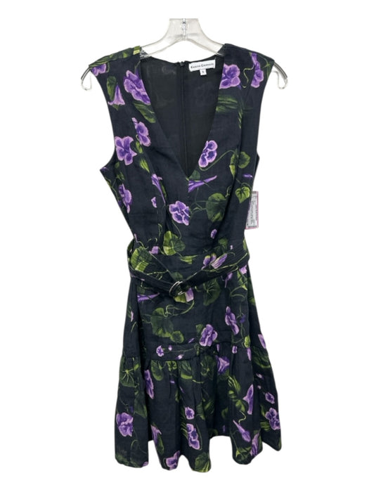 Karina Grimaldi Size Small Black, purple & green Linen & Cotton Sleeveless Dress Black, purple & green / Small