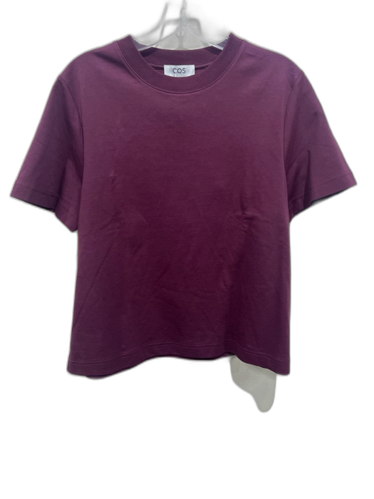 COS Size L Burgundy Cotton Short Sleeve Crew Neck T Shirt Top Burgundy / L
