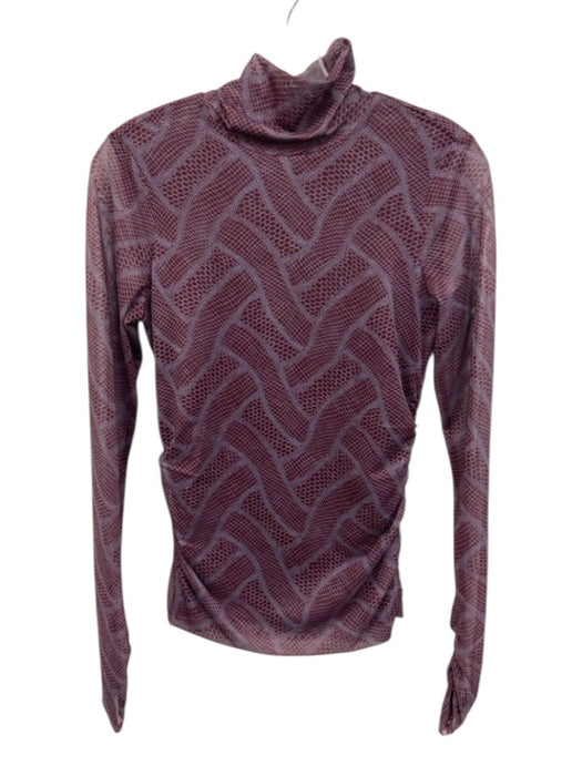Cinq a Sept Size S Burgundy & Purple Polyester Blend Long Sleeve Mesh Top Burgundy & Purple / S