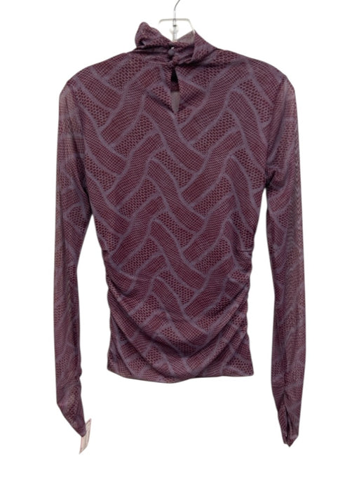 Cinq a Sept Size S Burgundy & Purple Polyester Blend Long Sleeve Mesh Top Burgundy & Purple / S