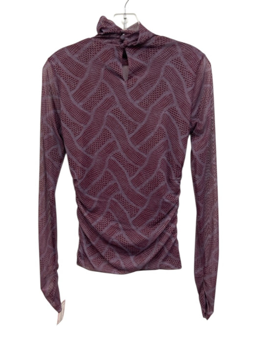 Cinq a Sept Size S Burgundy & Purple Polyester Blend Long Sleeve Mesh Top Burgundy & Purple / S