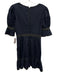 Cinq a Sept Size 0 Dark Wash Cotton Blend Denim Short Puff Sleeve V Neck Dress Dark Wash / 0