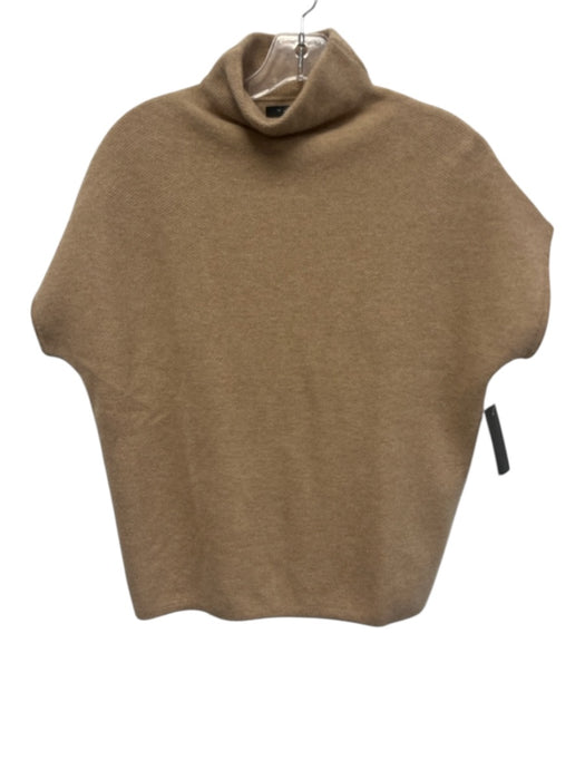 Tahari Size XS Tan Brown Cashmere Cap Sleeve Knit Mock Neck Sweater Tan Brown / XS