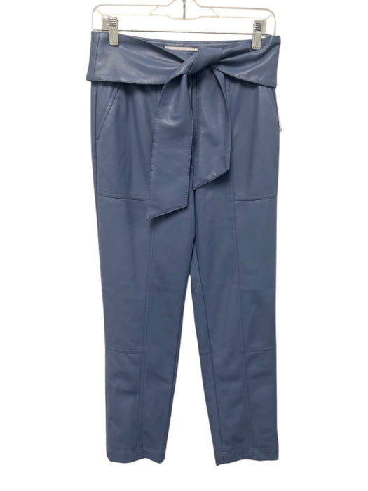 Jonathan Simkhai Size 4 Dusty Blue Faux Leather High Rise Fold Over Pants Dusty Blue / 4