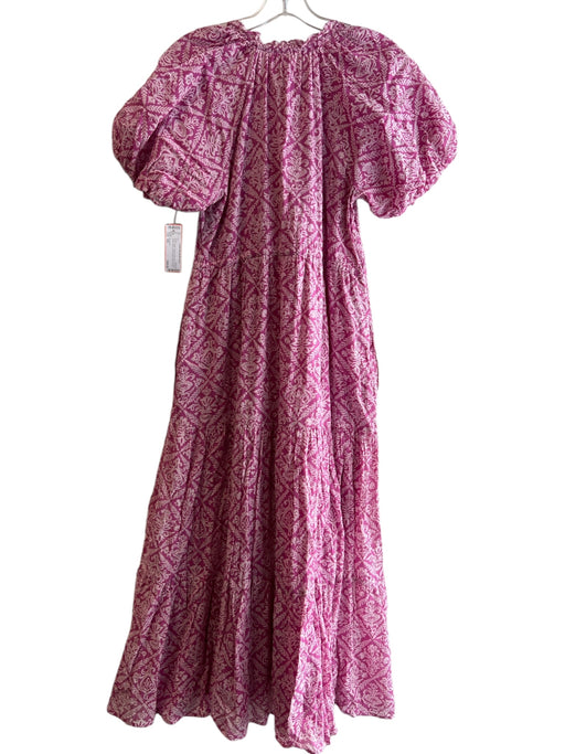 Banjanan Size XS Pink & White Cotton Lined All Over Print Button Down Dress Pink & White / XS